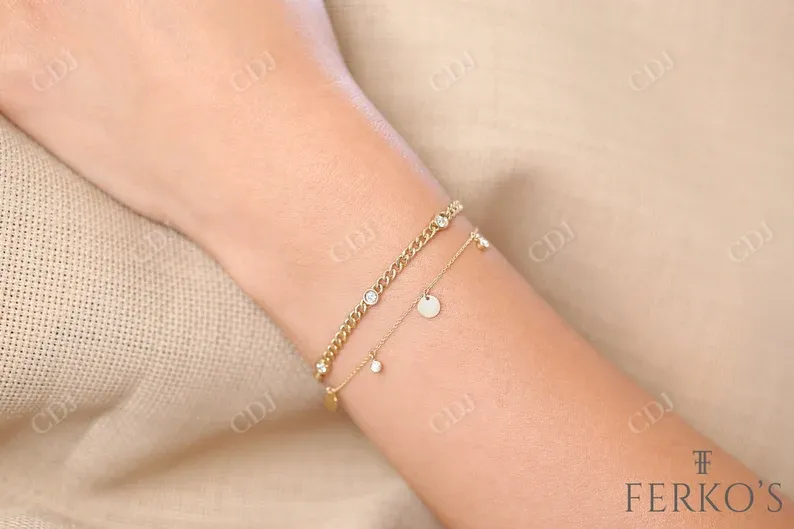 0.08CTW Moissanite Bezel Set Diamond Bracelet