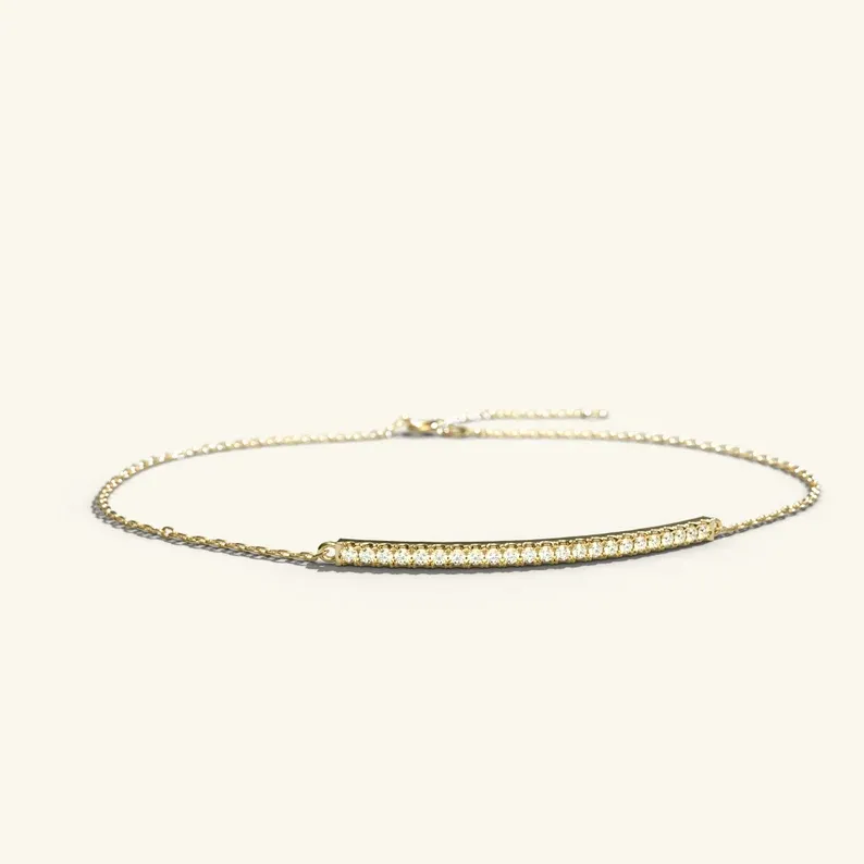 0.11CT Natural Diamond Minimalist Bar Set Bracelet