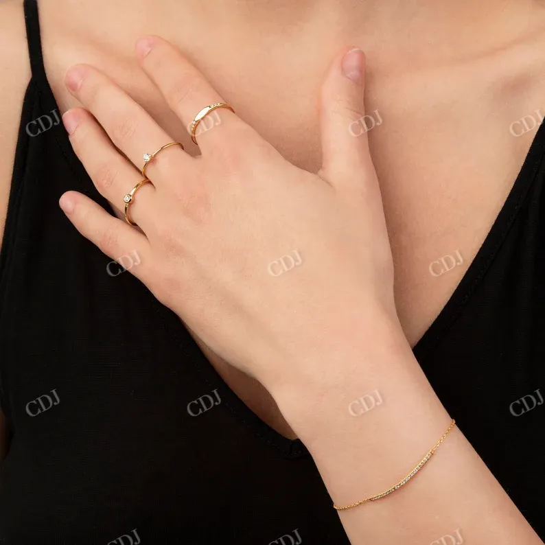 0.11CT Natural Diamond Minimalist Bar Set Bracelet