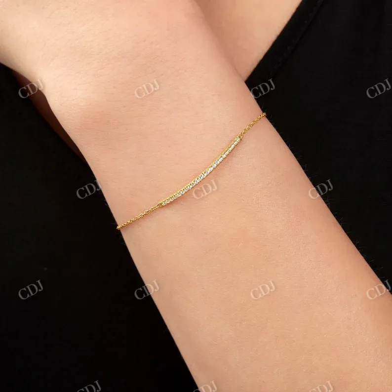 0.11CT Natural Diamond Minimalist Bar Set Bracelet