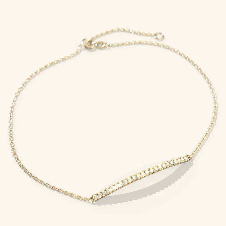 0.11CT Natural Diamond Minimalist Bar Set Bracelet