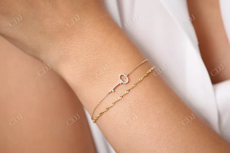 0.18CTW Moissanite Key Charm Diamond Bracelet