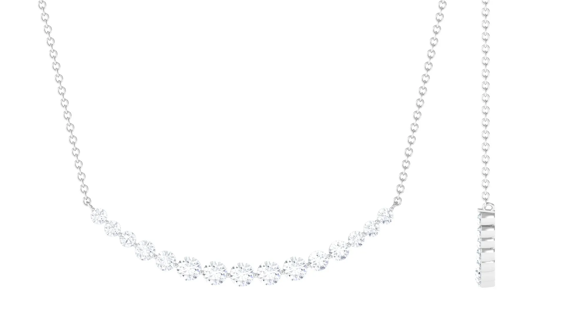1 CT Elegant Zircon Curved Necklace in Gold