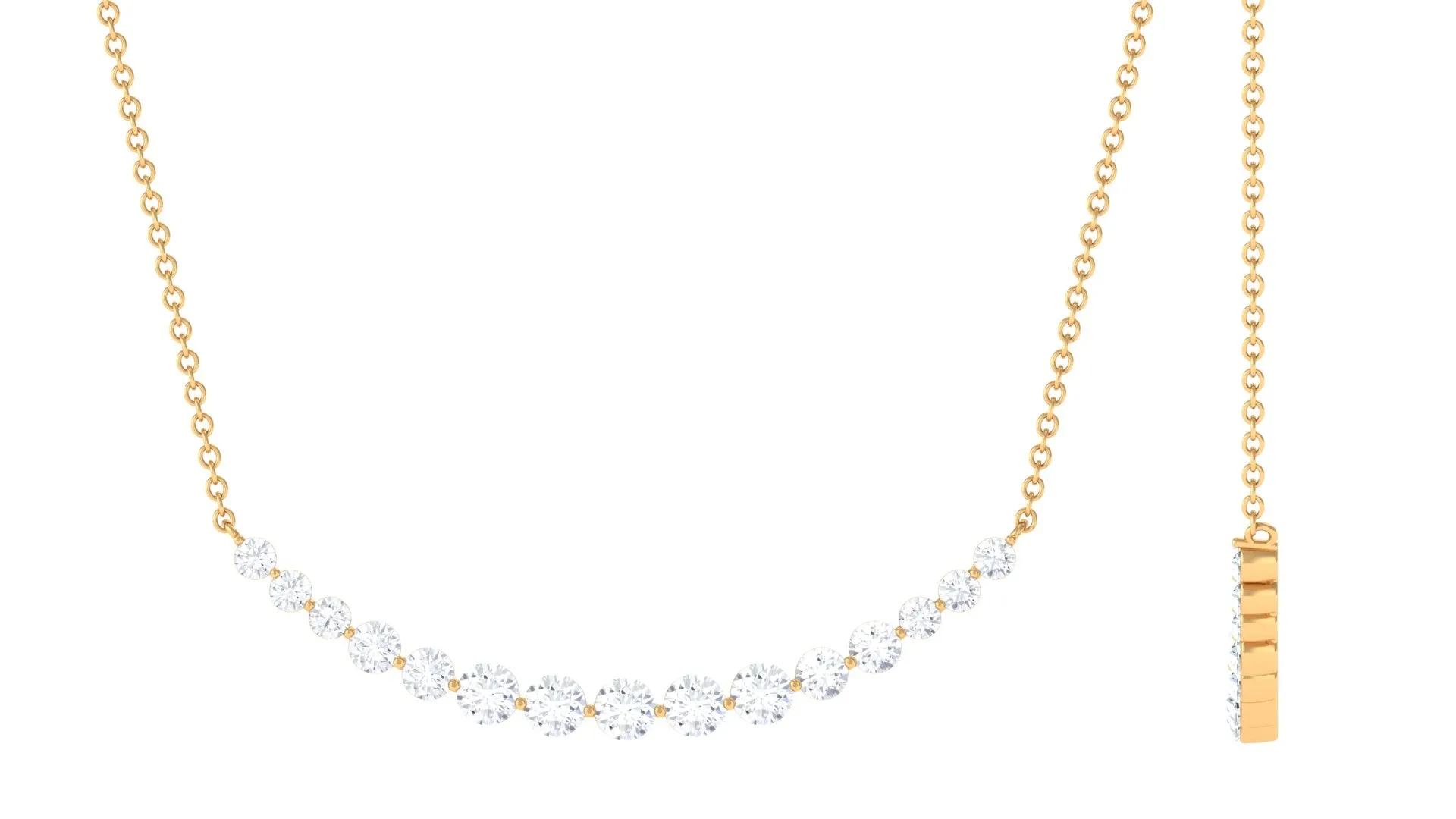 1 CT Elegant Zircon Curved Necklace in Gold