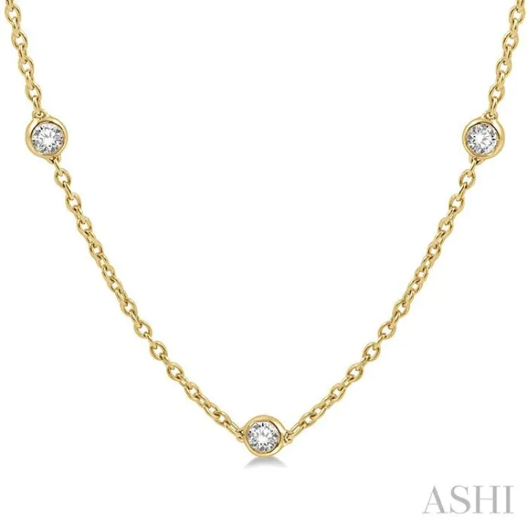 1.00 ctw Round Cut Diamond Fashion Necklace in 14K Yellow Gold