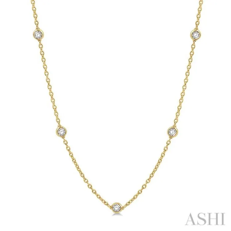 1.00 ctw Round Cut Diamond Fashion Necklace in 14K Yellow Gold