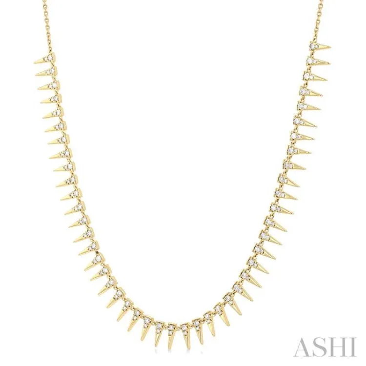 1.00 ctw Spikes Round Cut Diamond Fashion Necklace in 14K Yellow Gold