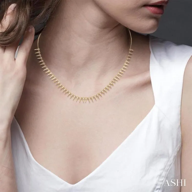 1.00 ctw Spikes Round Cut Diamond Fashion Necklace in 14K Yellow Gold