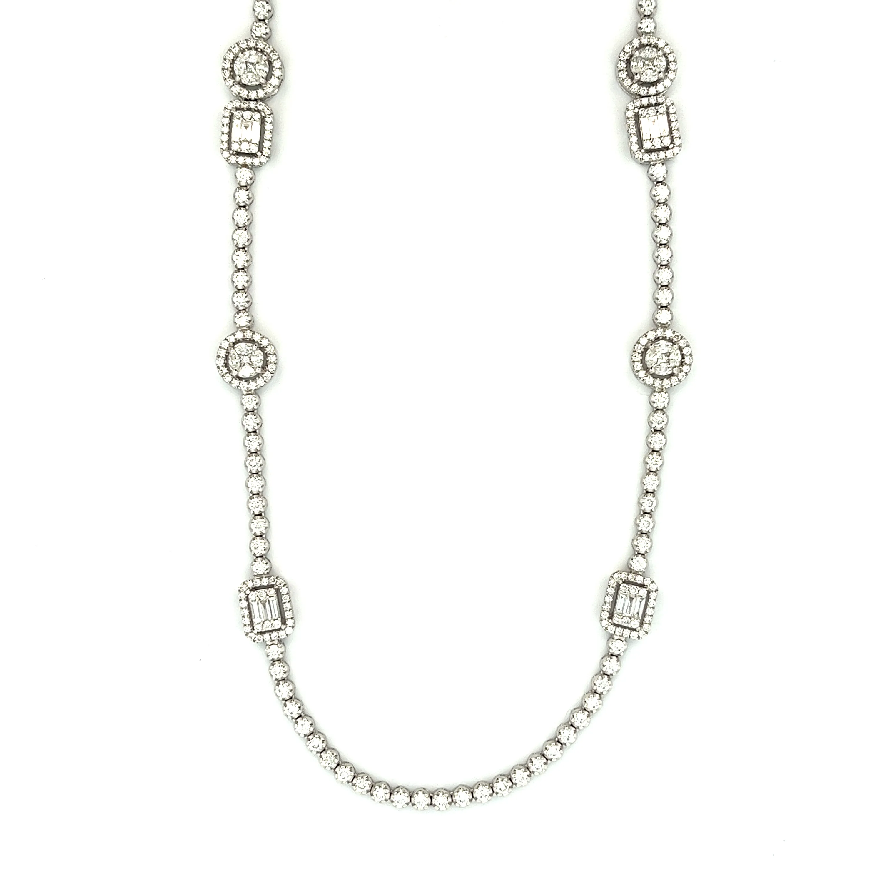11.32ct 18k White Gold Opera Length Diamond Necklace