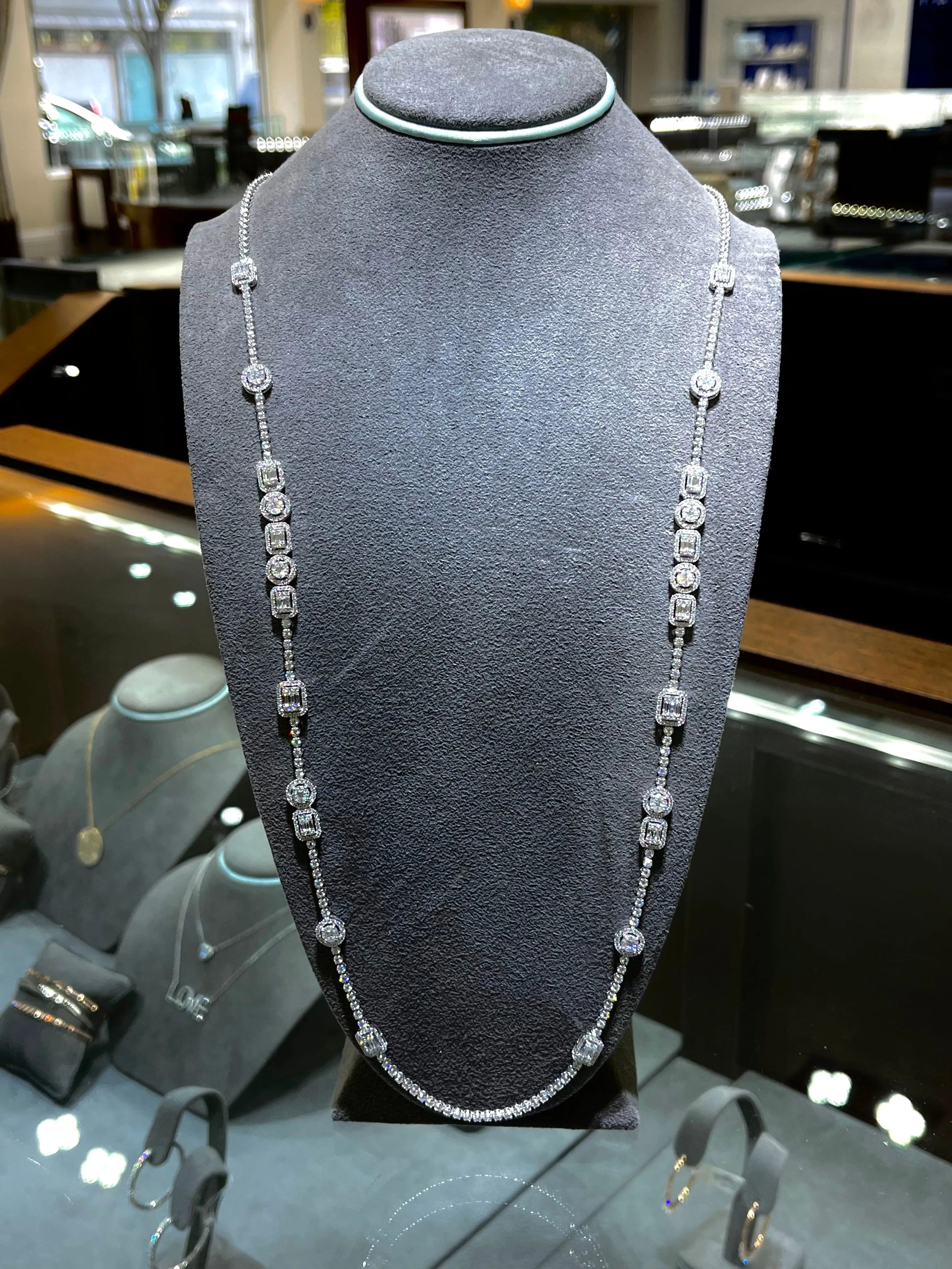 11.32ct 18k White Gold Opera Length Diamond Necklace