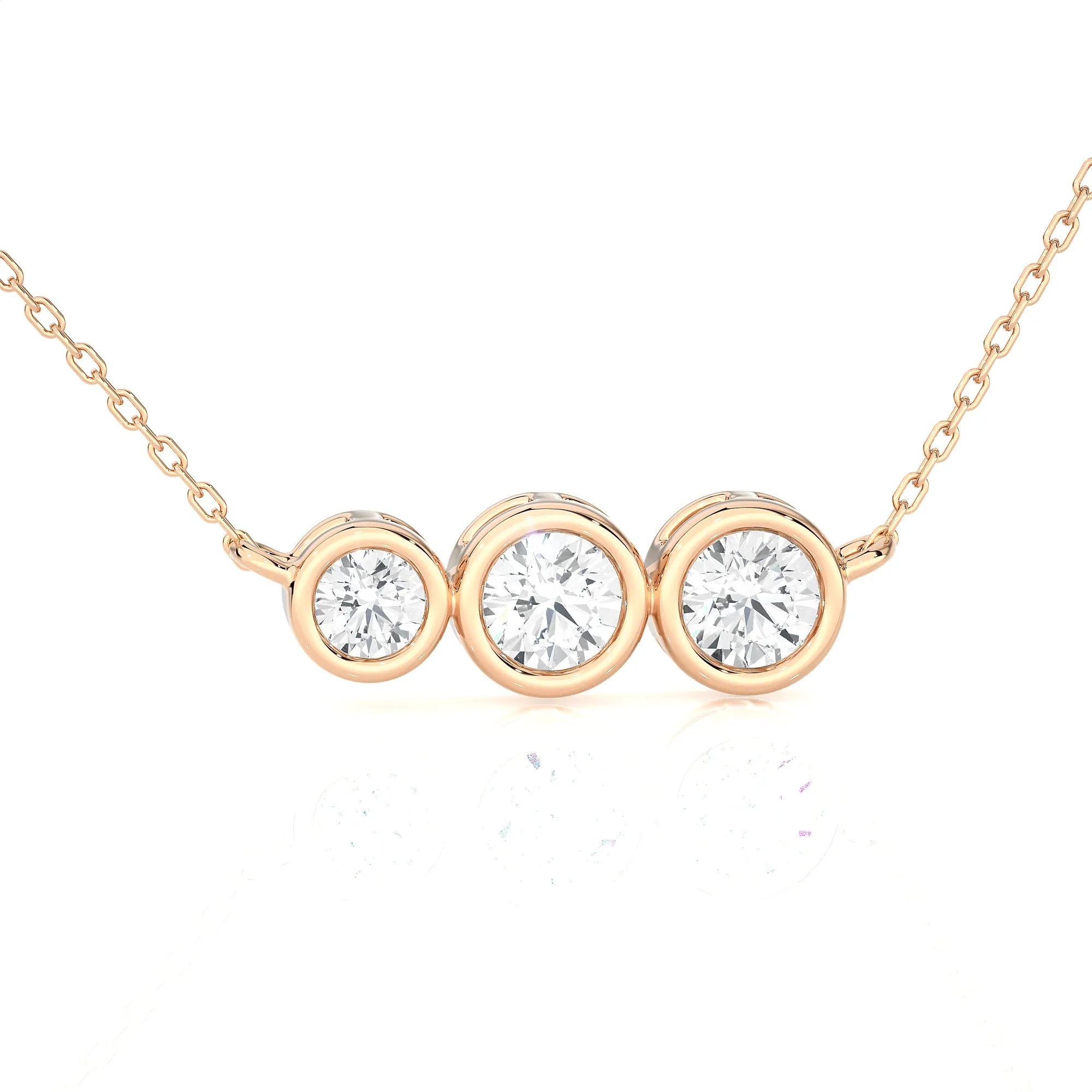 1/2  ctw Round Lab Grown Diamond Three Stone Necklace