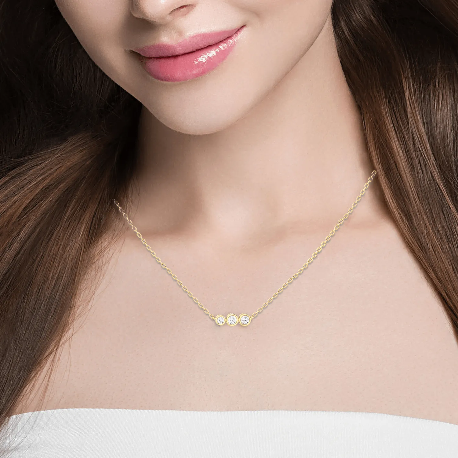 1/2  ctw Round Lab Grown Diamond Three Stone Necklace