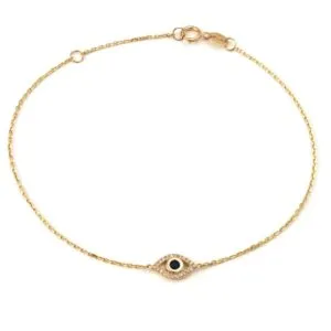 14 KT Evil eye diamond and sapphire bracelet 6"   1