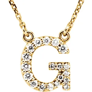14k Gold 1/6 CTW Diamond Alphabet Initial Letter G Necklace