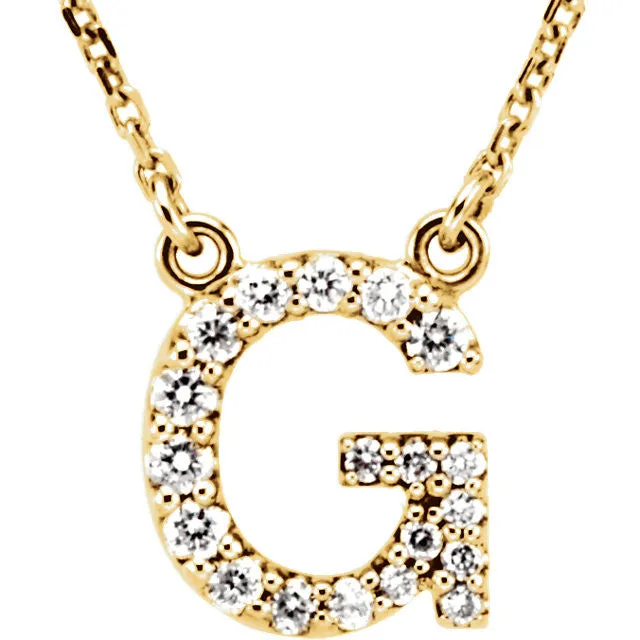14k Gold 1/6 CTW Diamond Alphabet Initial Letter G Necklace