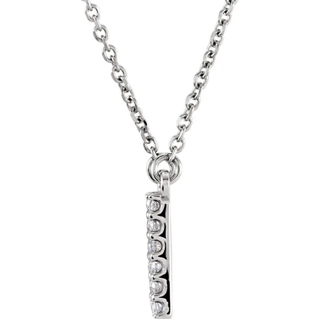 14k Gold 1/6 CTW Diamond Alphabet Initial Letter H Necklace
