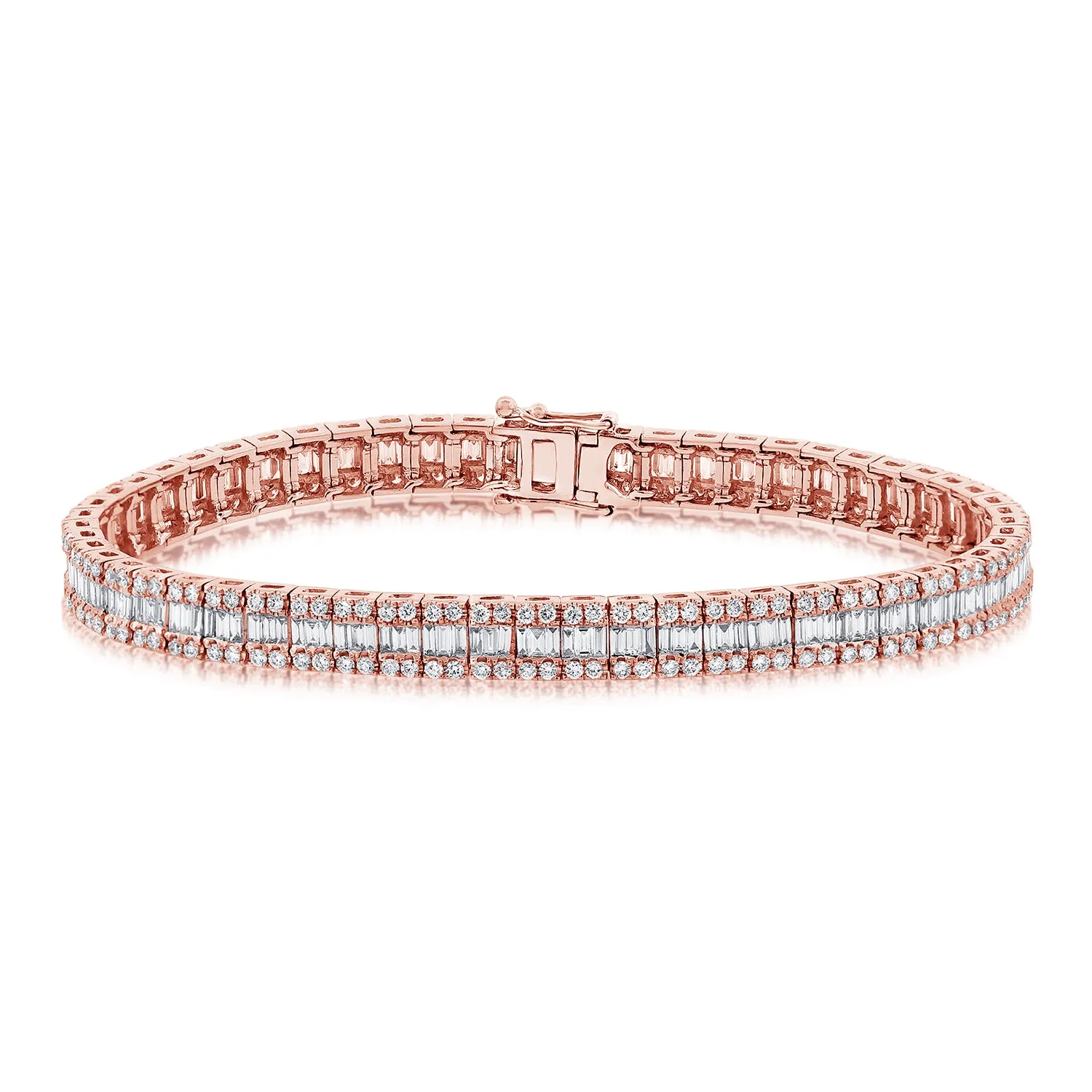 14k Gold & Baguette Diamond Tennis Bracelet - 4.04ct
