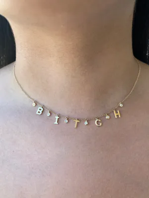 14k Gold B Diamond Necklace