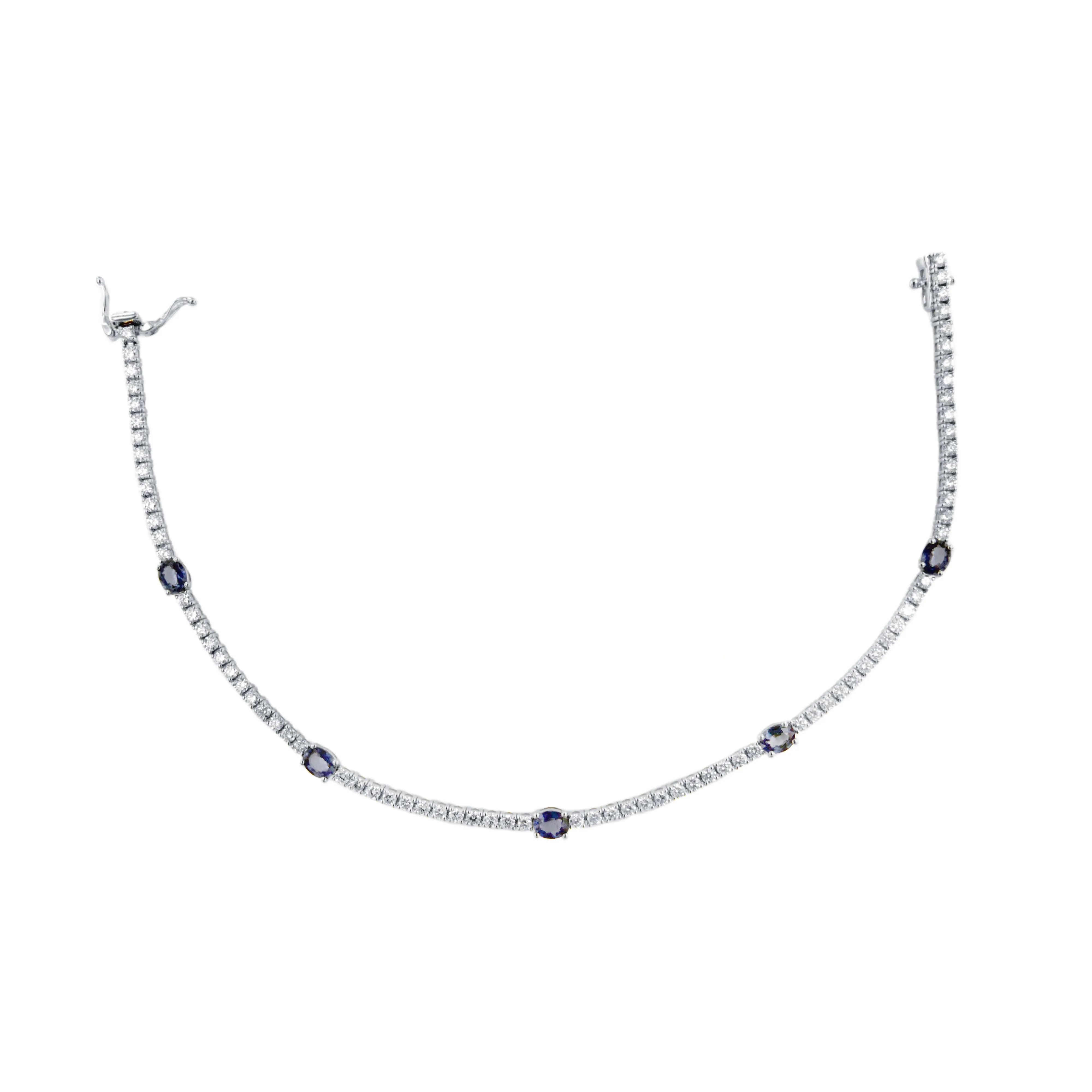 14k Gold Diamond & Sapphire Tennis Bracelet