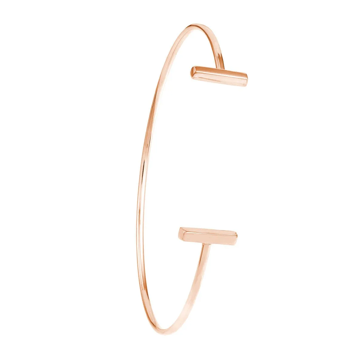 14K Gold Staple Bar Cuff Bangle