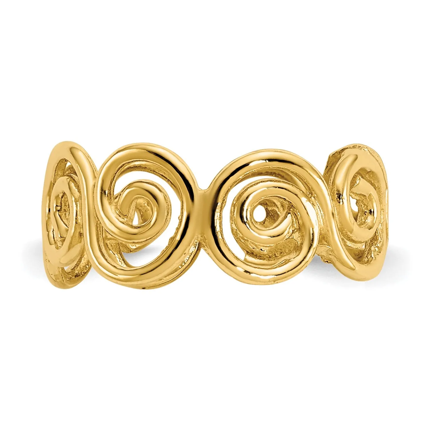 14k Real Yellow Gold Spiral Summer Toe Ring