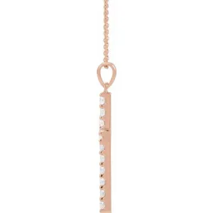 14K Rose 1/2 CTW Natural Diamond Cross 18" Necklace