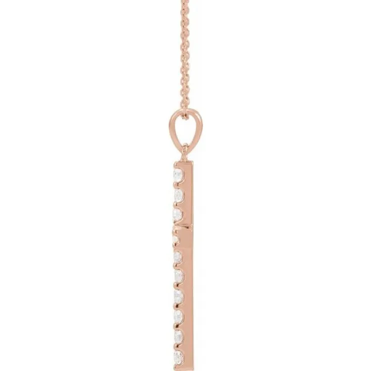 14K Rose 1/2 CTW Natural Diamond Cross 18" Necklace