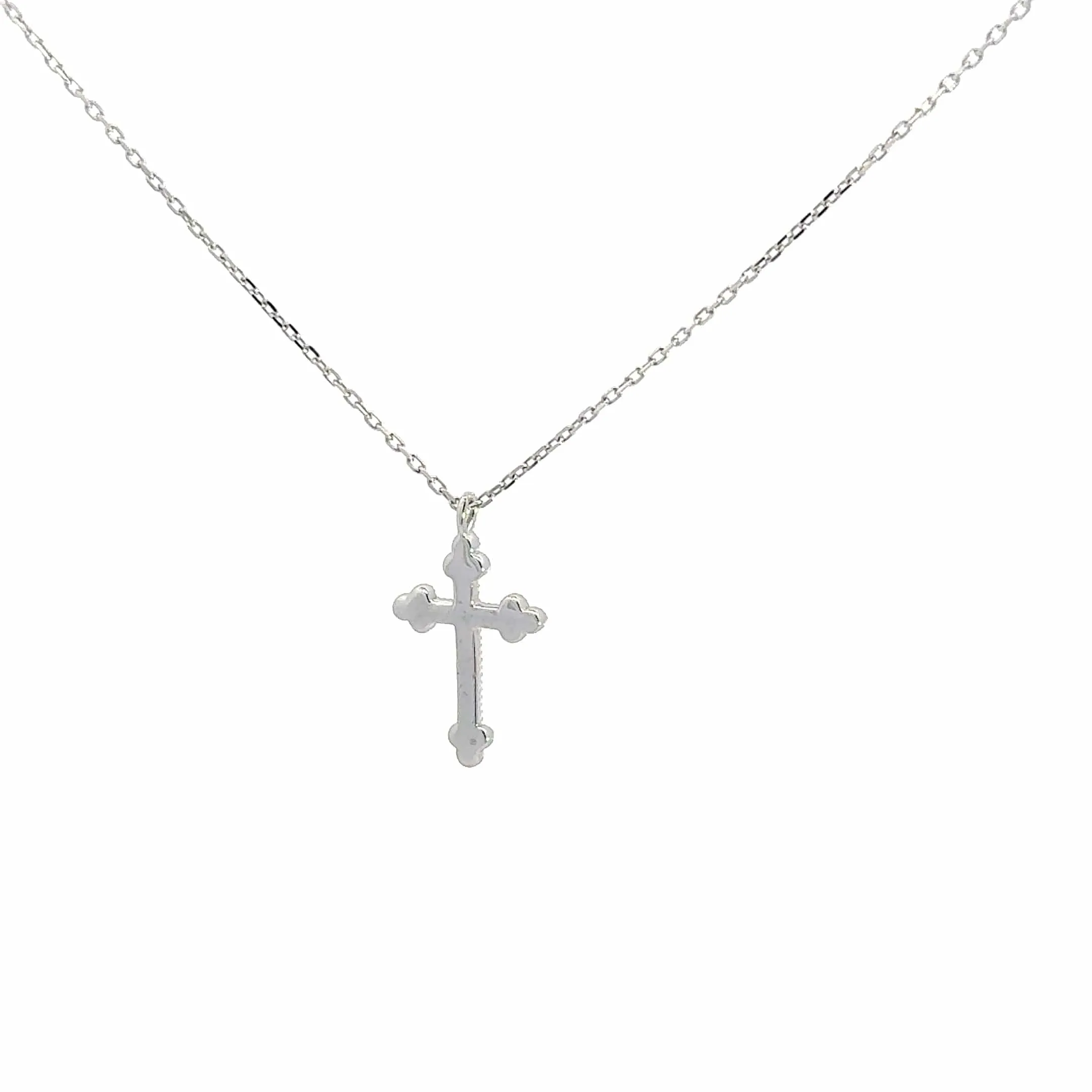 14K White Gold Cross Pendant Necklace With Diamonds