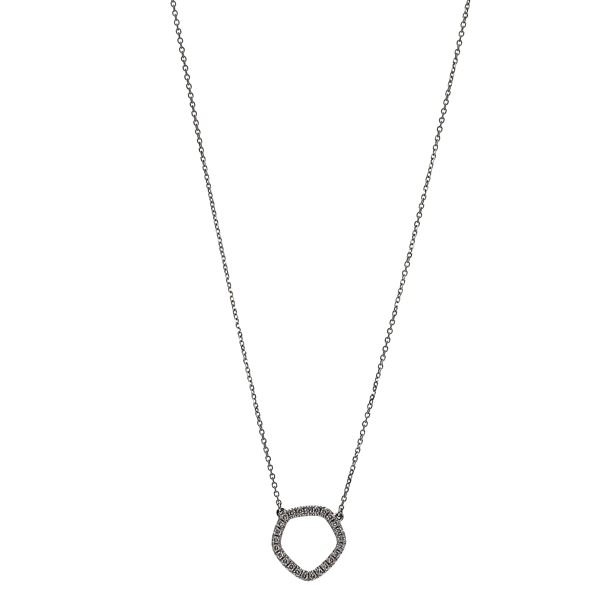 14K White Gold Diamond Stationed Necklace