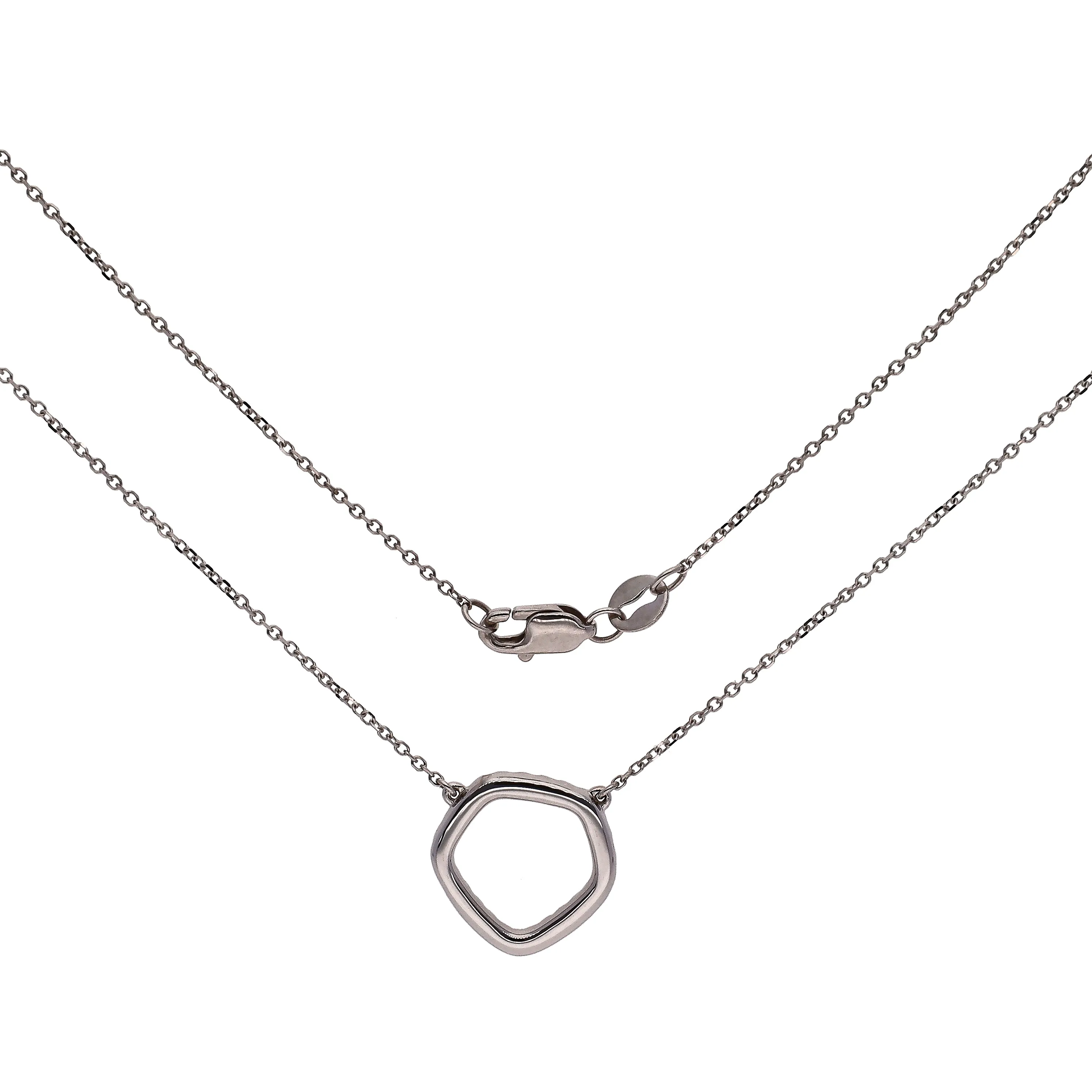 14K White Gold Diamond Stationed Necklace