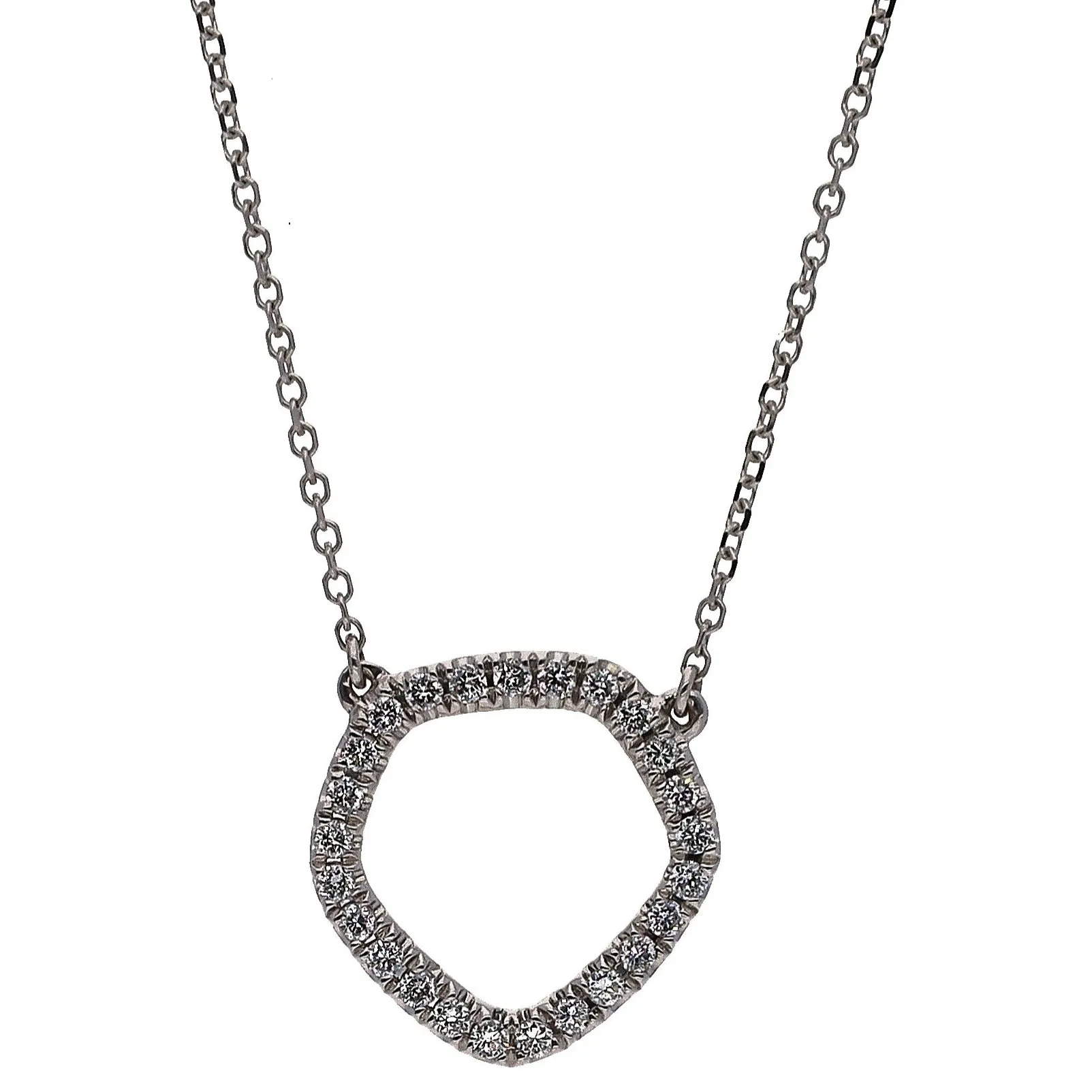 14K White Gold Diamond Stationed Necklace