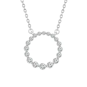 14K White Gold Graduated Diamond Circle Necklace