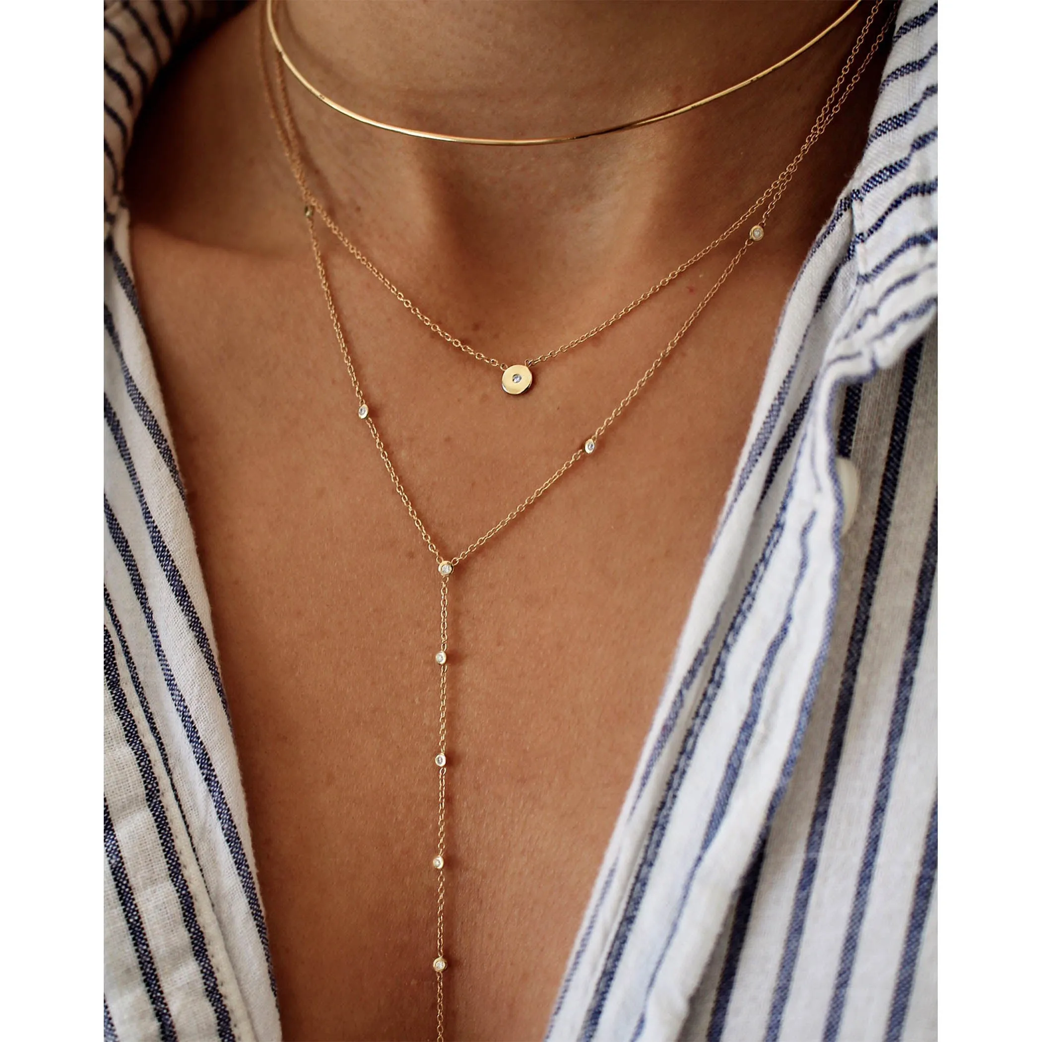 14K WIRE CHOKER NECKLACE