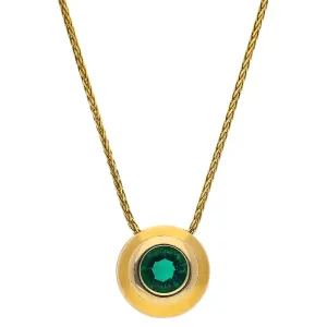 14k Yellow Gold Emerald Bezel Set Necklace