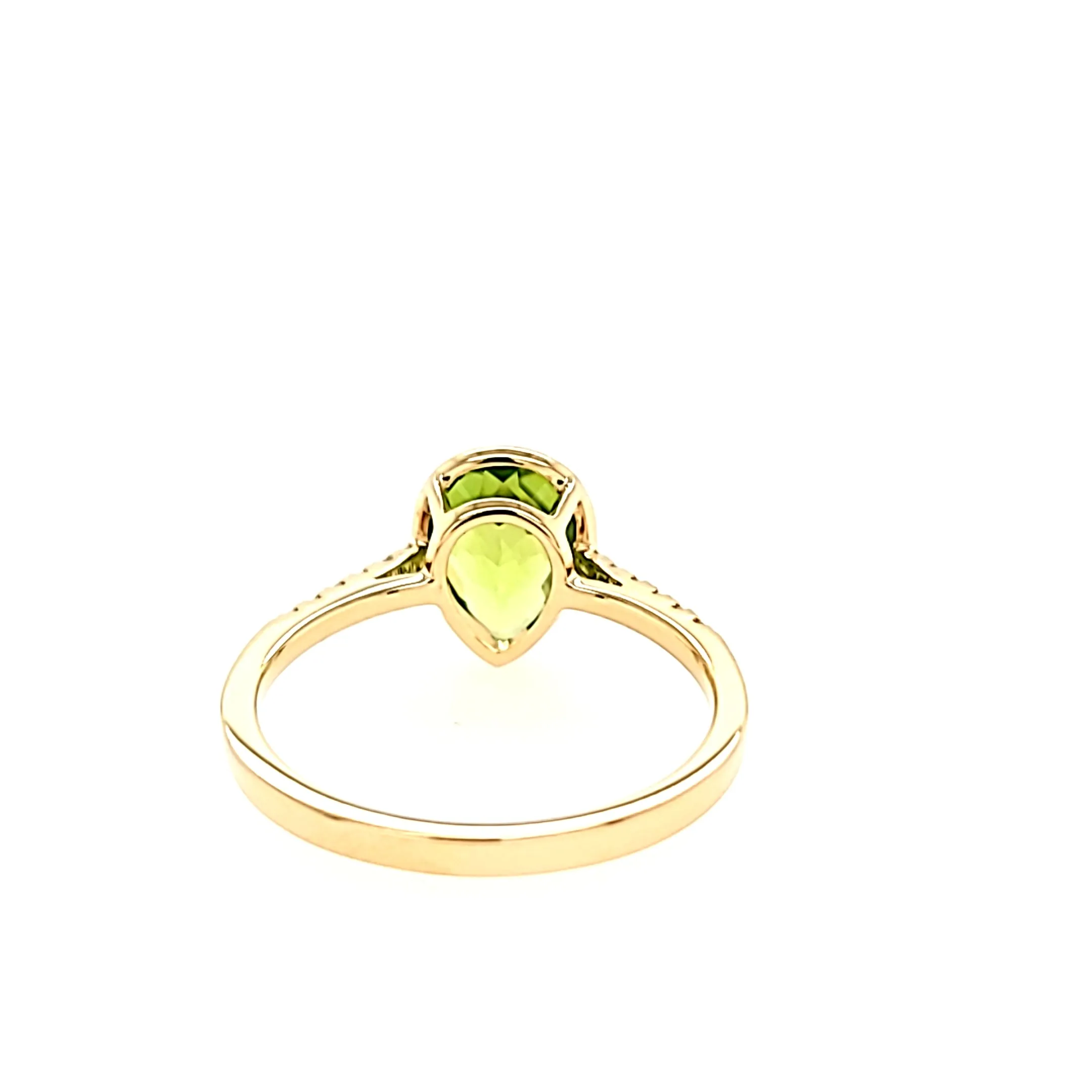 14k Yellow Gold Pear Peridot Ring (I8021)