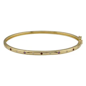 14k Yellow Gold Ruby & Amethyst Diamond Bangle