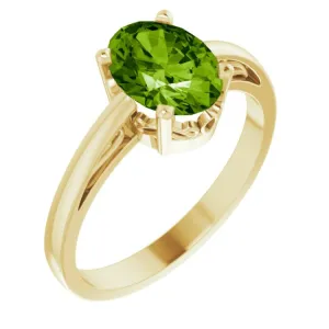 14K Yellow Natural Peridot Solitaire Ring