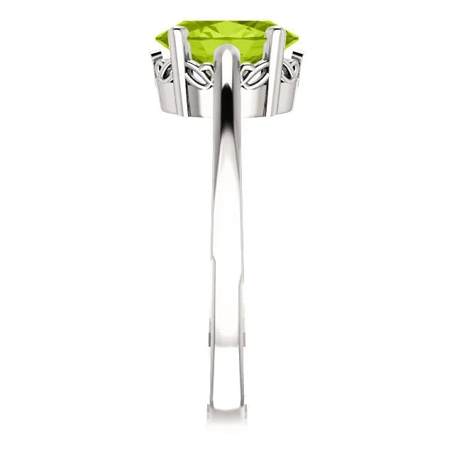 14KT GOLD 1.35 CT OVAL PERIDOT SOLITAIRE SCROLL RING