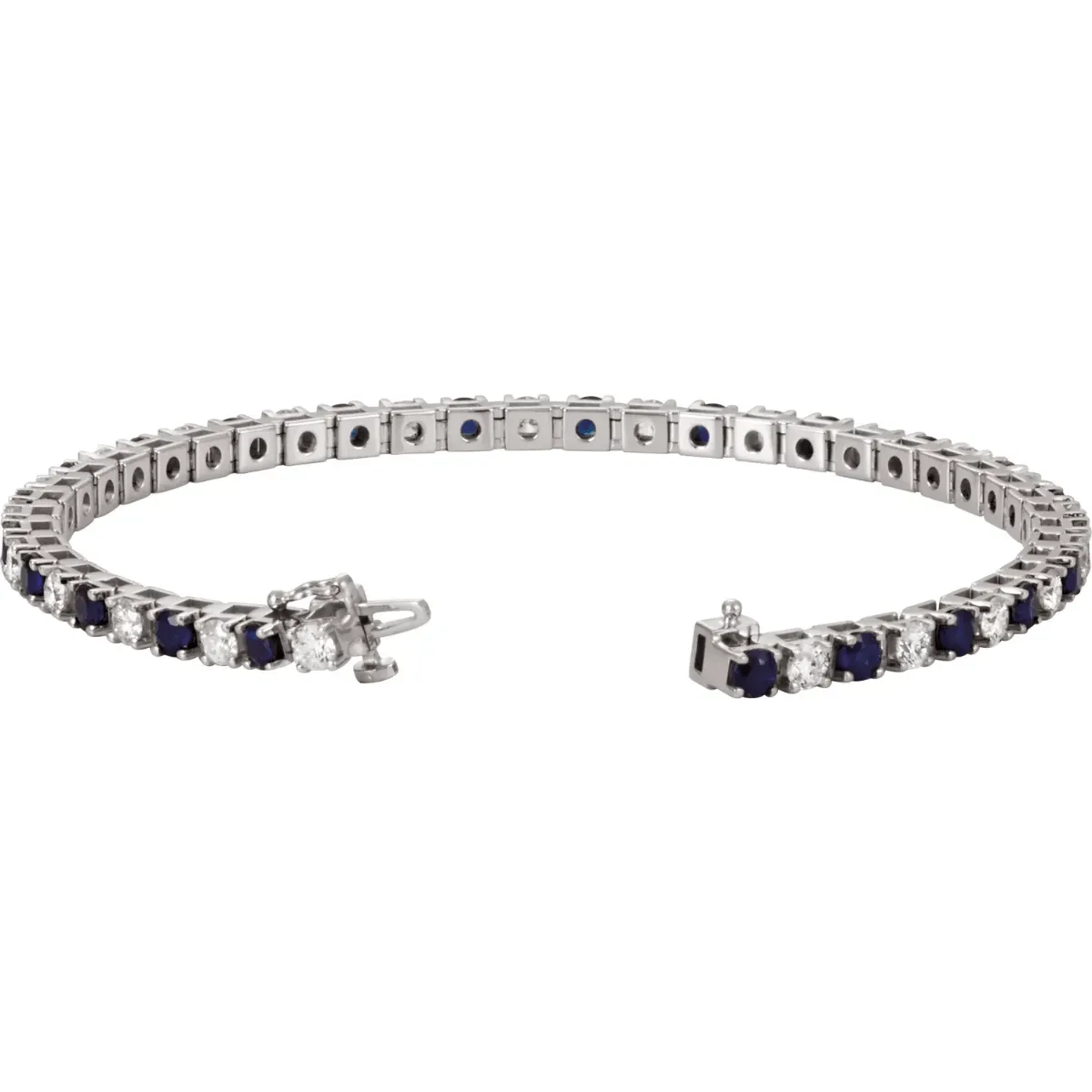 14KT GOLD 3 CARAT SAPPHIRE & 2 1/3 CARAT DIAMOND TENNIS BRACELET