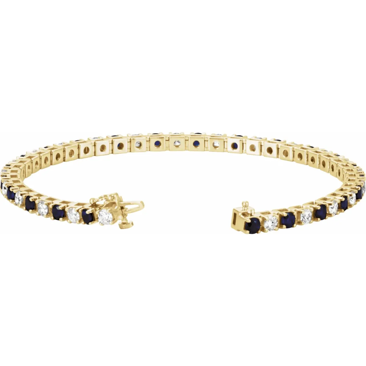 14KT GOLD 3 CARAT SAPPHIRE & 2 1/3 CARAT DIAMOND TENNIS BRACELET