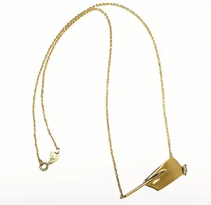 14Kt Gold Rowing Hatchet Necklace with Marquise Diamond