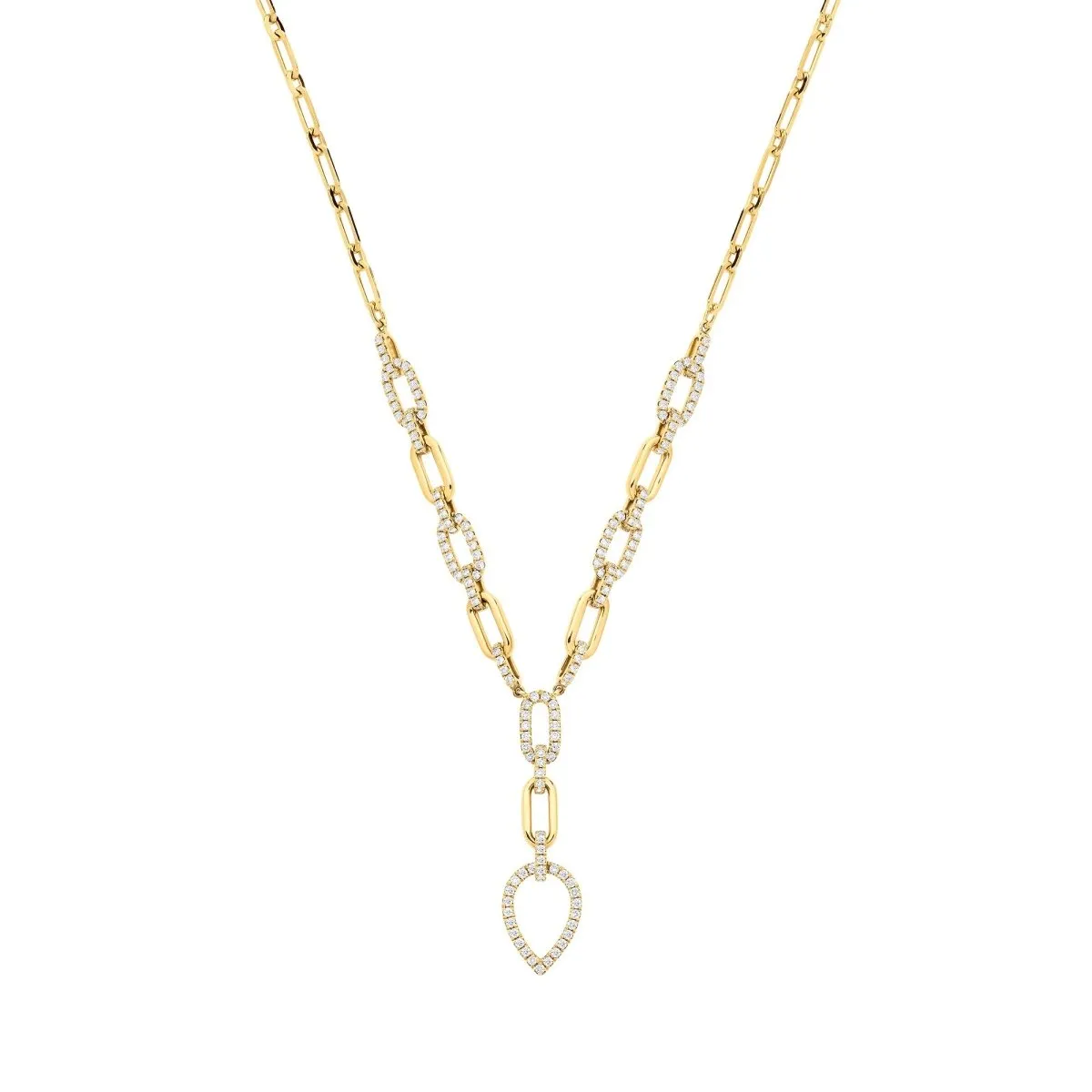 18ct Gold 1.30ct Diamond Pear Shaped Drop Necklace
