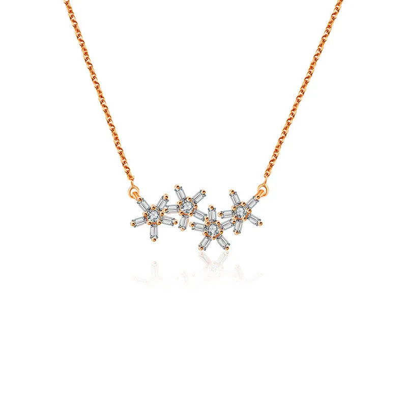18k Gold Flower Shape Diamond Necklace