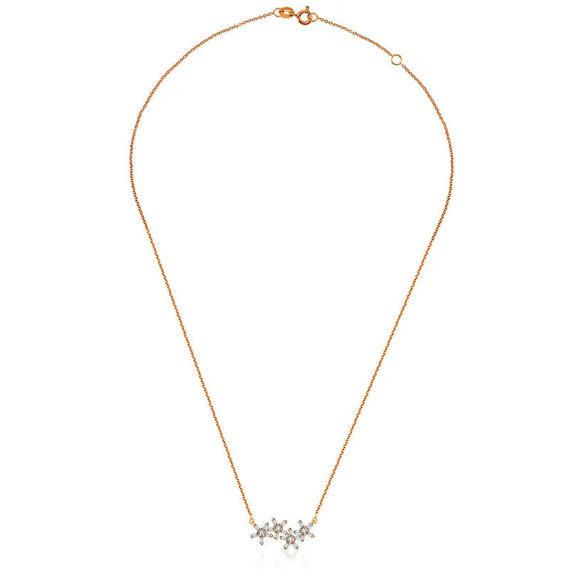 18k Gold Flower Shape Diamond Necklace