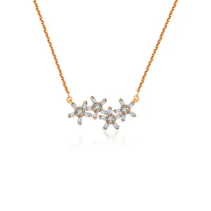 18k Gold Flower Shape Diamond Necklace