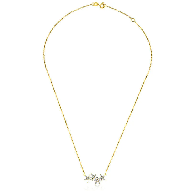 18k Gold Flower Shape Diamond Necklace