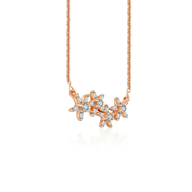 18k Gold Flower Shape Diamond Necklace
