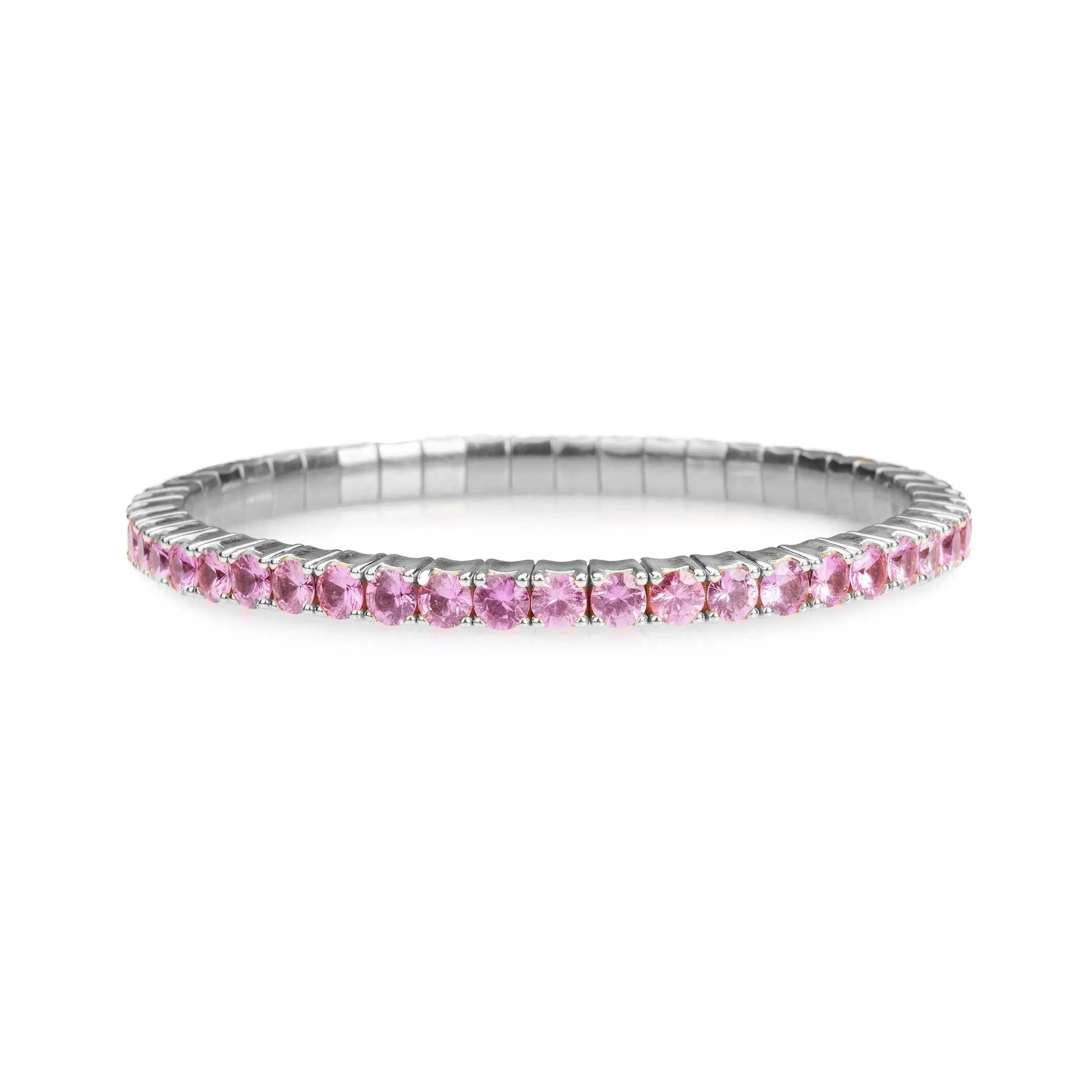 18K Gold Stretch Pink Sapphire Tennis Bracelet, 2.25-8.58 Carats