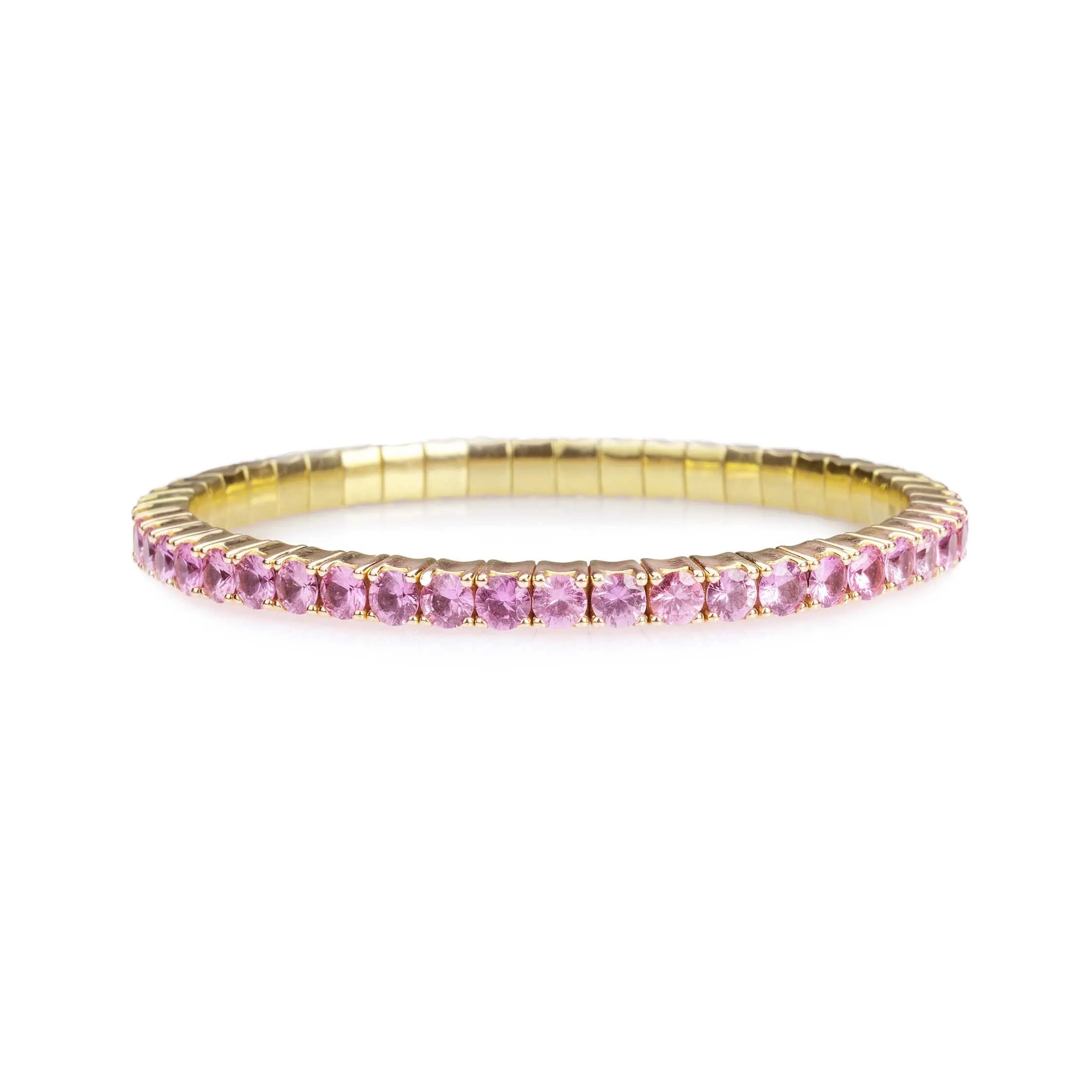18K Gold Stretch Pink Sapphire Tennis Bracelet, 2.25-8.58 Carats