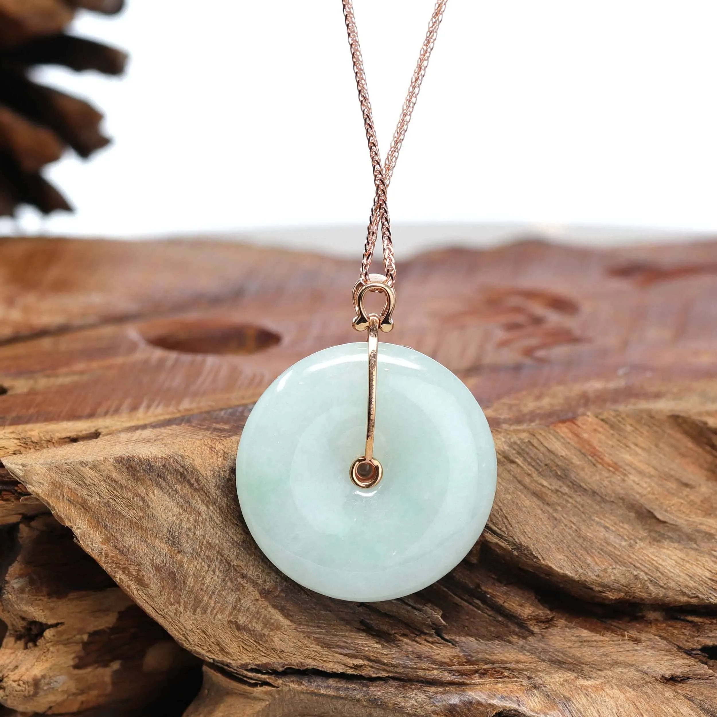18k Rose Gold Genuine Jadeite Constellation (Libra) Necklace Pendant